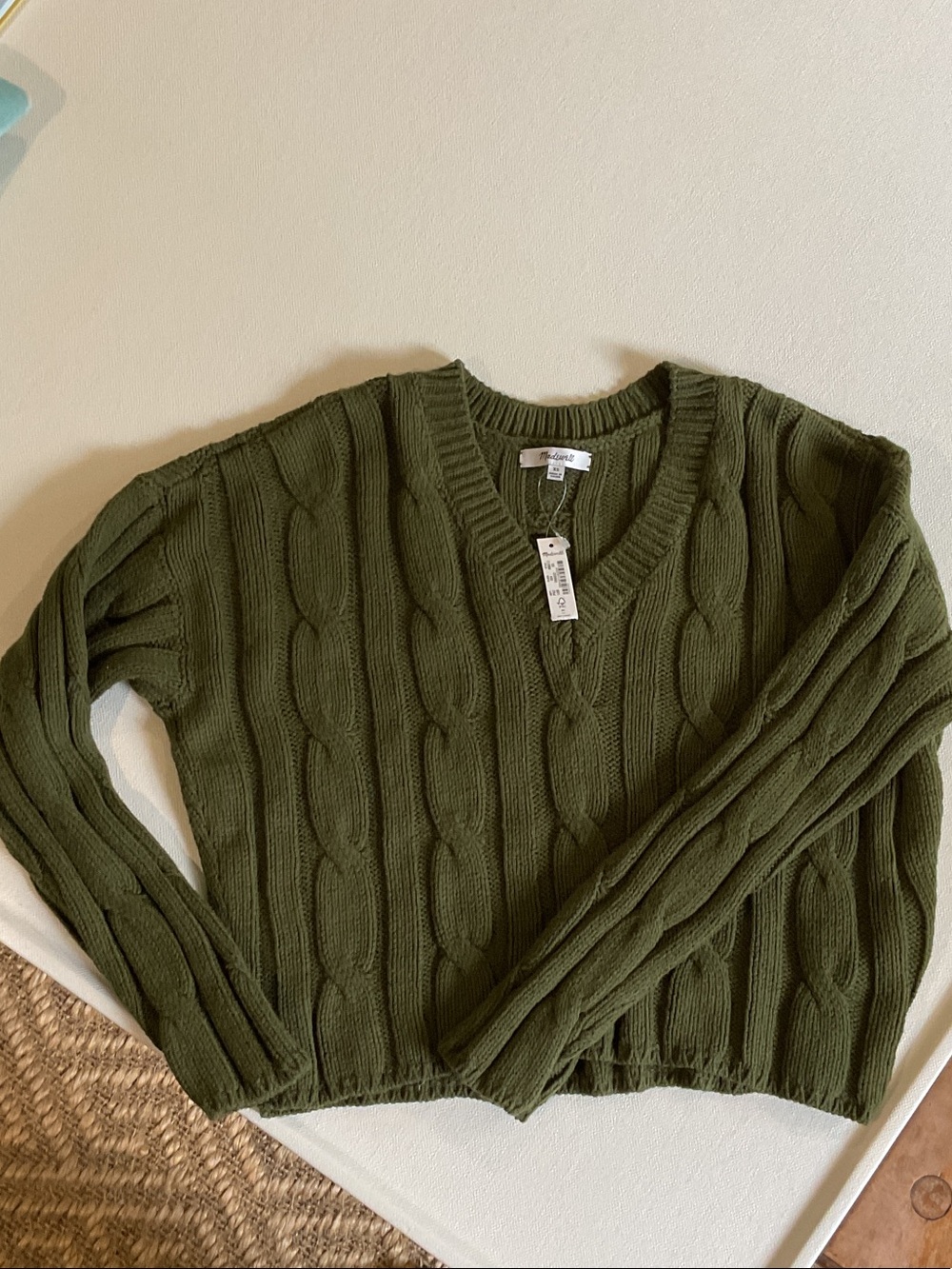 Madewell Cable Knit V-Neck Sweater Size XS